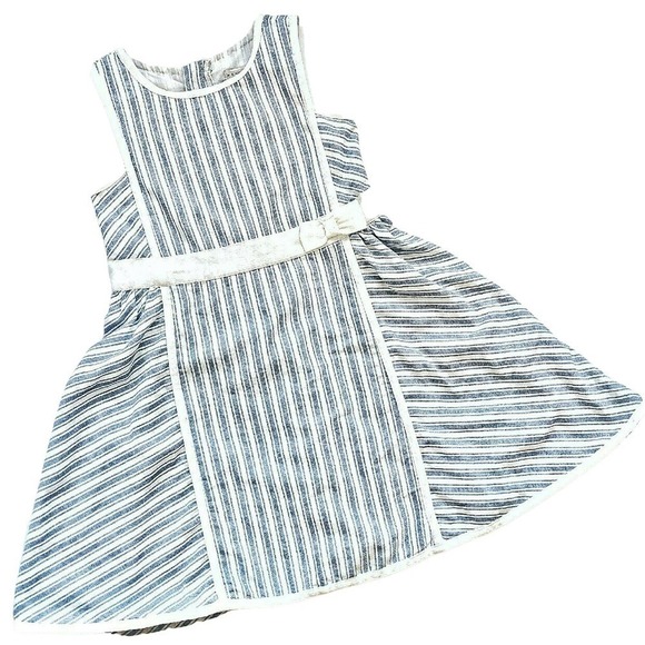 Girls 6 Pinstripe Chambray Max Studio Dress Worn Once Easter Like Seersucker - Picture 1 of 7